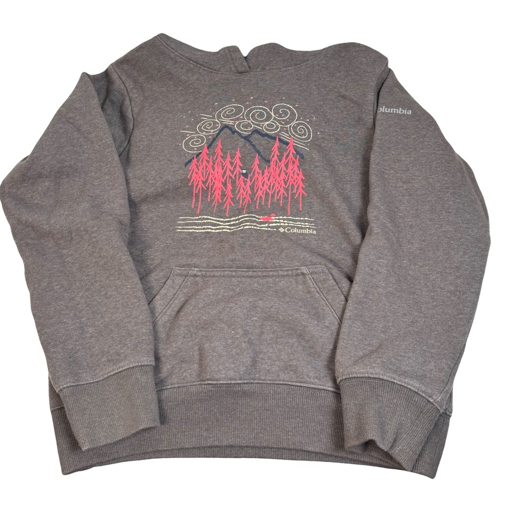 Columbia Girls Hart Mountain Graphic Print Hoodie In Gray Size M (10/12)